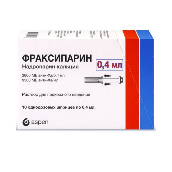 Фотография товара Фраксипарин раствор для п/к введ. шприц 2850МЕ (9500МЕ анти-Ха/мл) 0,3мл 10шт