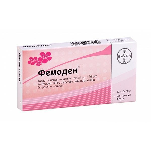Фотография товара Фемоден таблетки п/о плен. 75мкг+30мкг 21шт