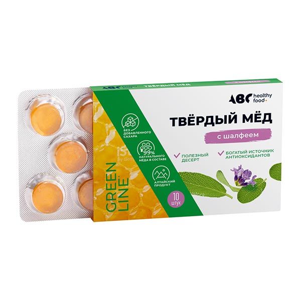 Фотография товара Мед твердый с шалфеем ABC Healthy Food леденцы 10шт