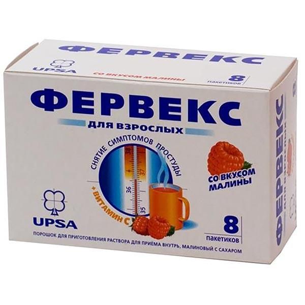 Фотография товара Фервекс вкус лимона с сахаром порошок для приг. раствора для приема внутрь пак. 500мг+25мг+200мг 13,1г 8шт