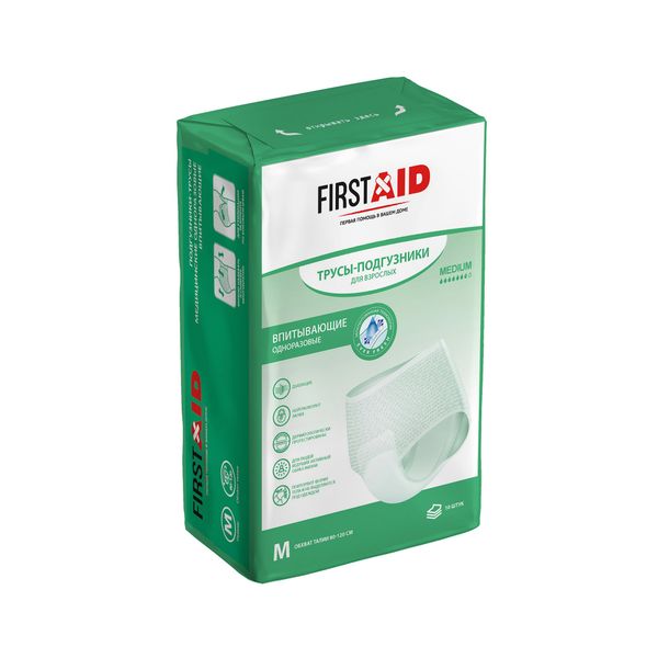 Фотография товара Подгузники-трусы впитывающие для взрослых Super First Aid/Ферстэйд 10шт р.M