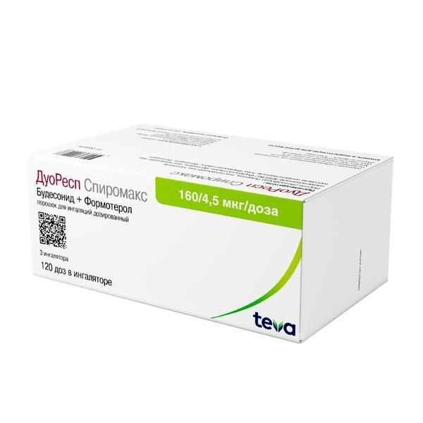 Фотография товара ДуоРесп Спиромакс порошок для ингаляций дозированный ингалятор 320мкг+9мкг/доза 60доз