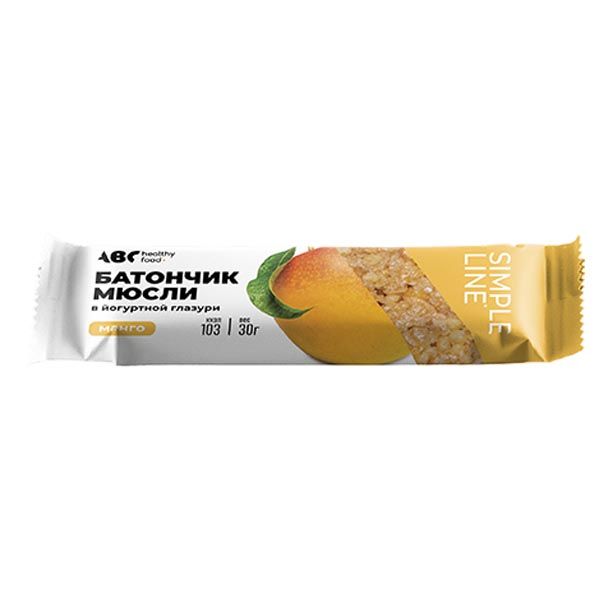 Фотография товара Батончик-мюсли манго в йогуртовой глазури ABC Healthy Food 30г